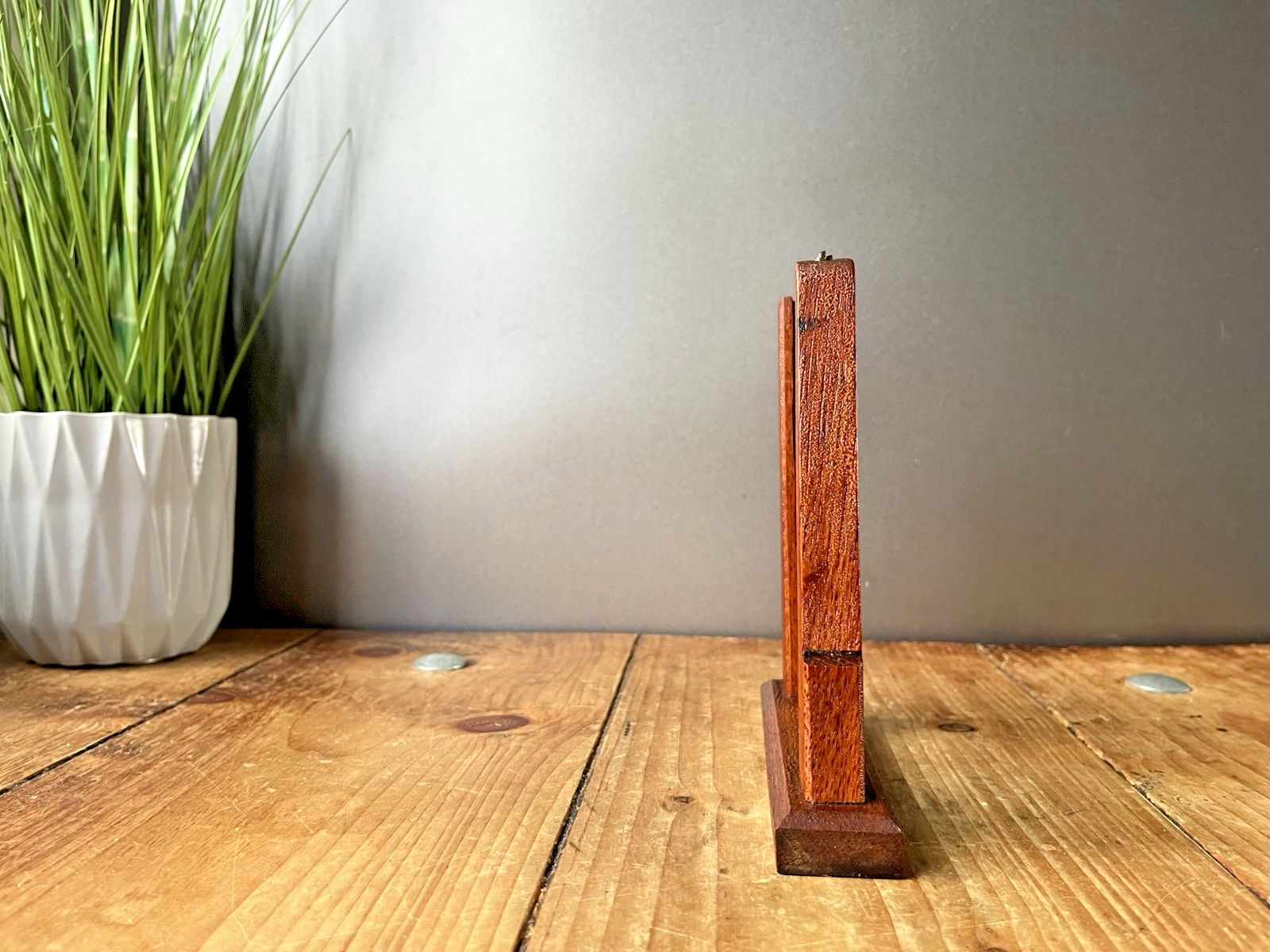 Antique Art Deco Stepped Teak Wood Glass Picture Photo Frame Skyscraper Vintage photo vintage