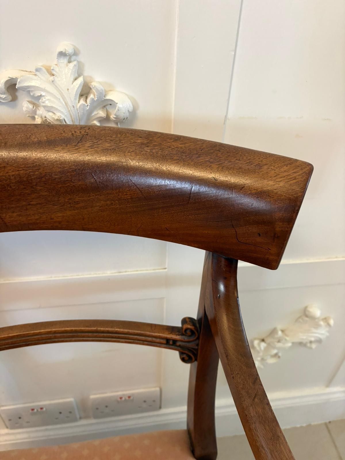 Antique 19th Century Mahogany Set Of 6 Dining Chairs Including 2 Carvers photo for sale