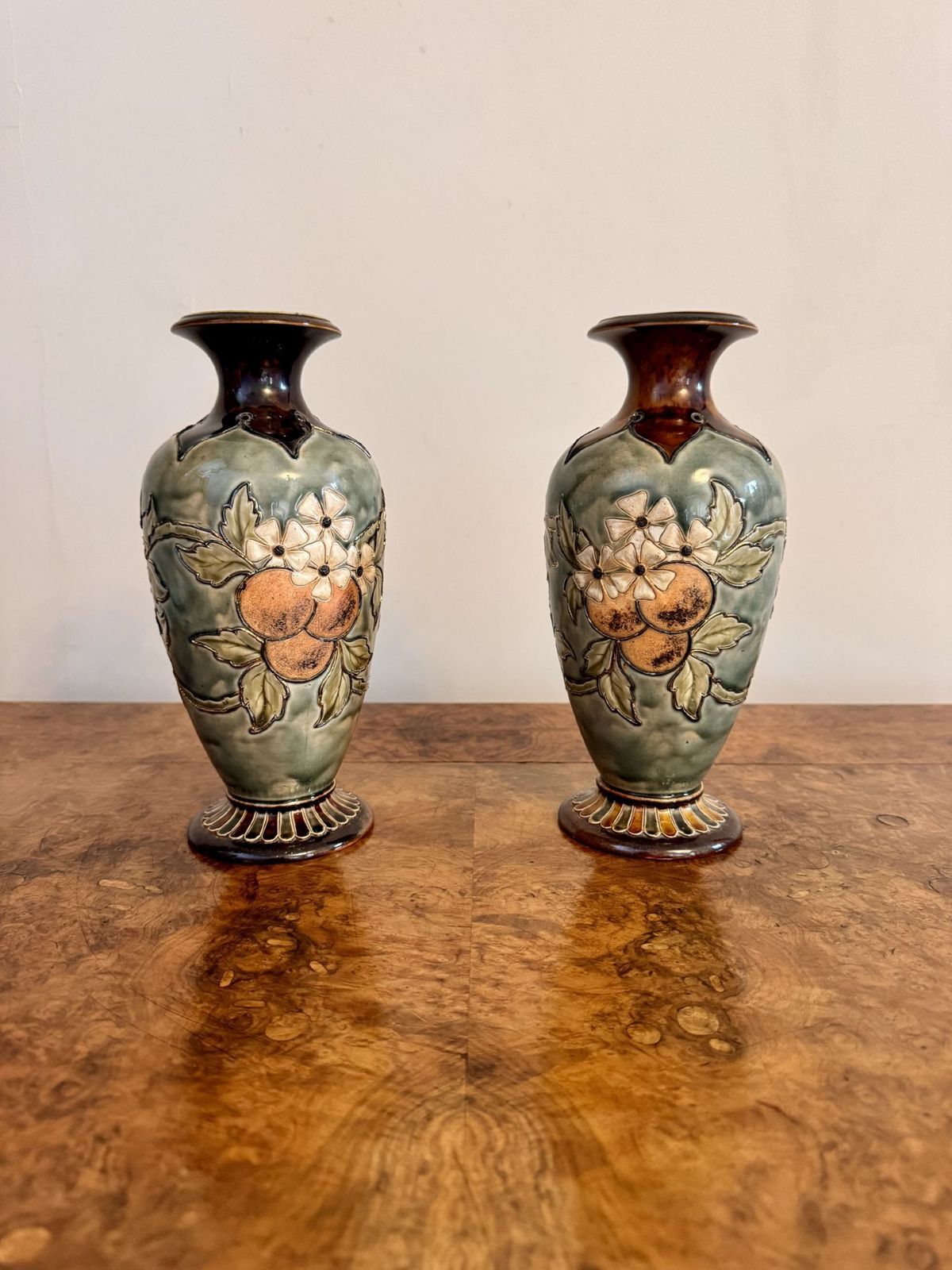 Fantastic Quality Pair Of Doulton Lambeth Vases By Eliza Simmance photo furniture
