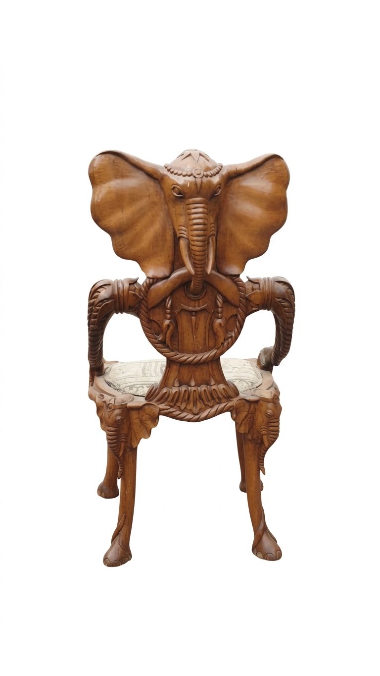 Elephant Chairs Hand Carved In Tropical Wood