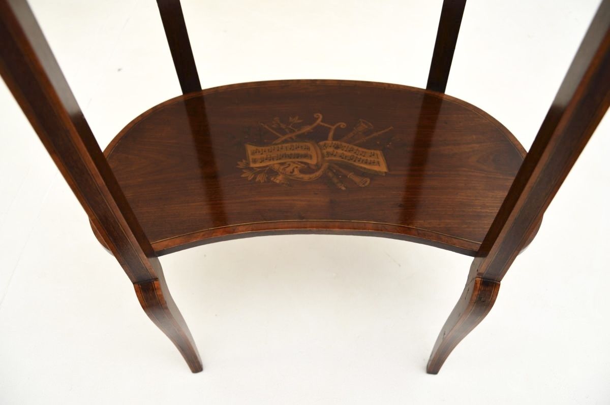 774.0 Antique Edwardian Inlaid Marquetry Kidney Side Table photo