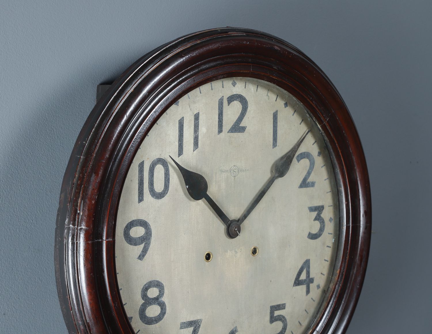 Large Antique Japanese 20" Mahogany Trademark Railway Station / School Wall Clock (Chiming / Striking) photo buy