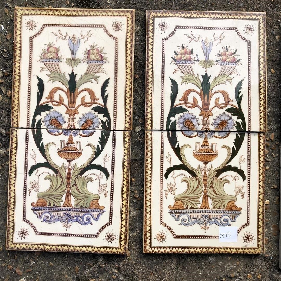 photo furniture 12 Antique Ceramic Fireplace Tiles With Swags And Urn Design C.1900