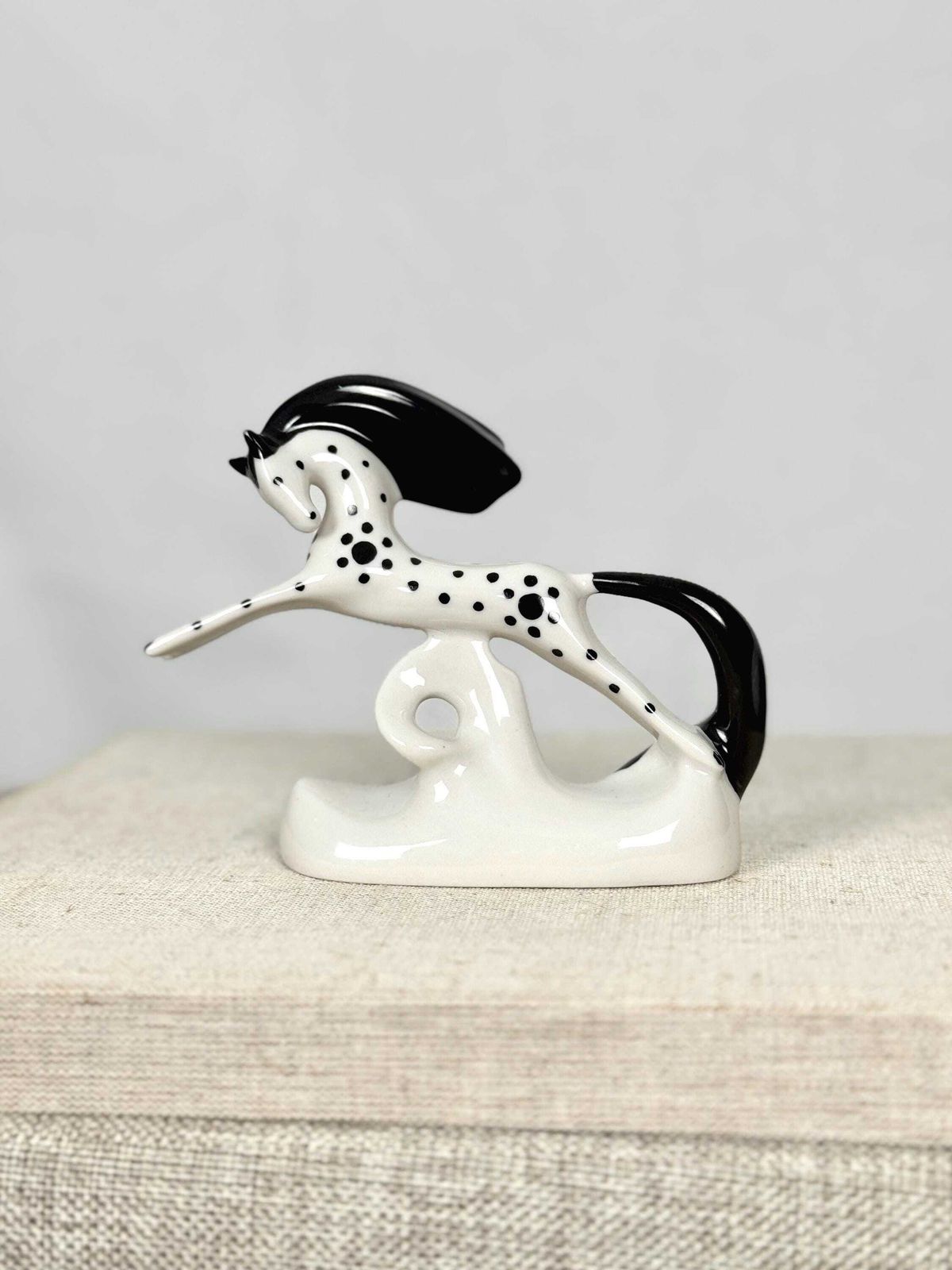 Vintage Porcelain Horse | Mid Century Modern Ceramic Horse Sculpture | Retro Animal Figurine photo furniture
