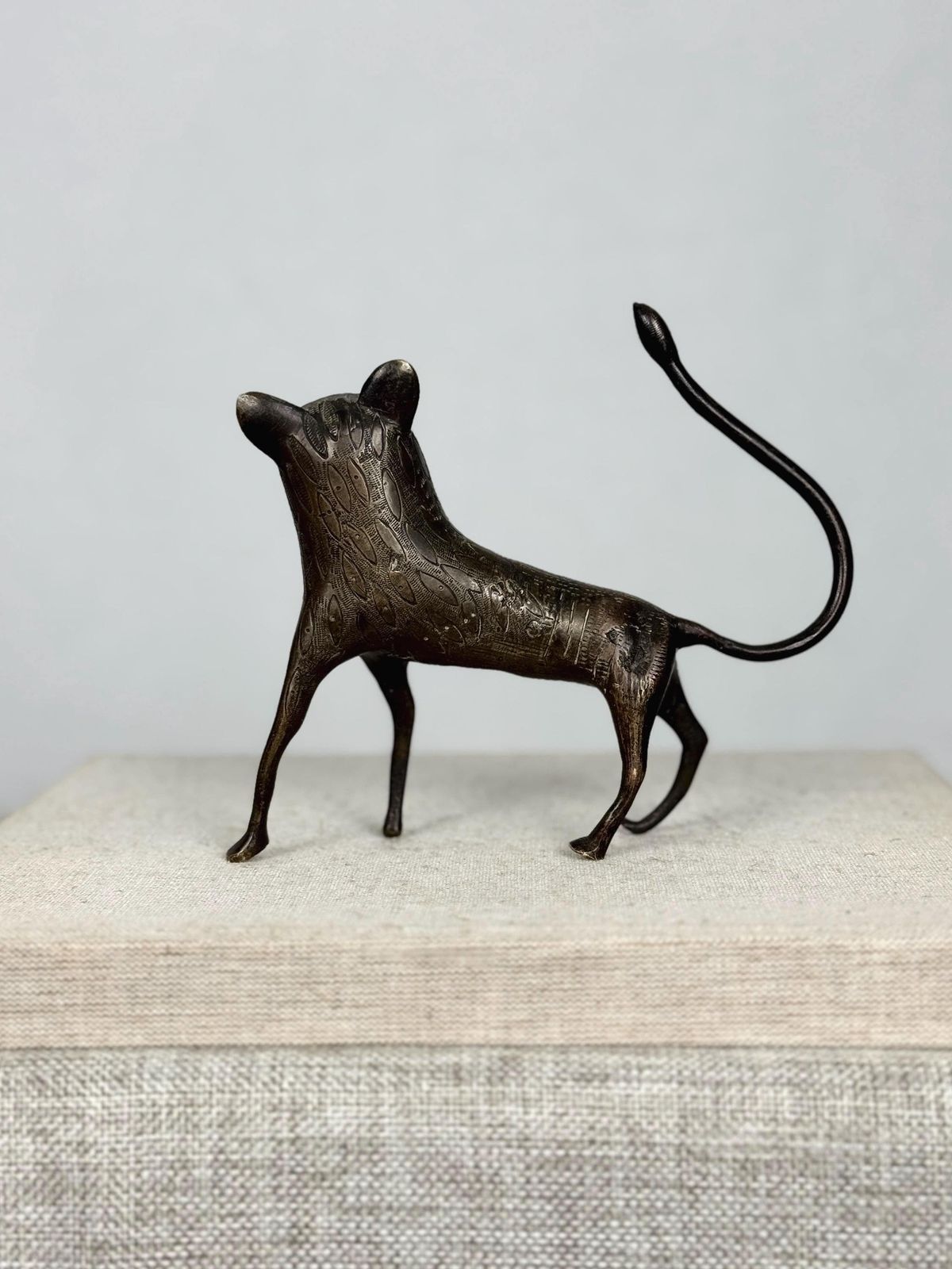 Vintage African Benin Bronze Leopard Sculpture | West African Sculpture | African Bronze Figure photo 220.0