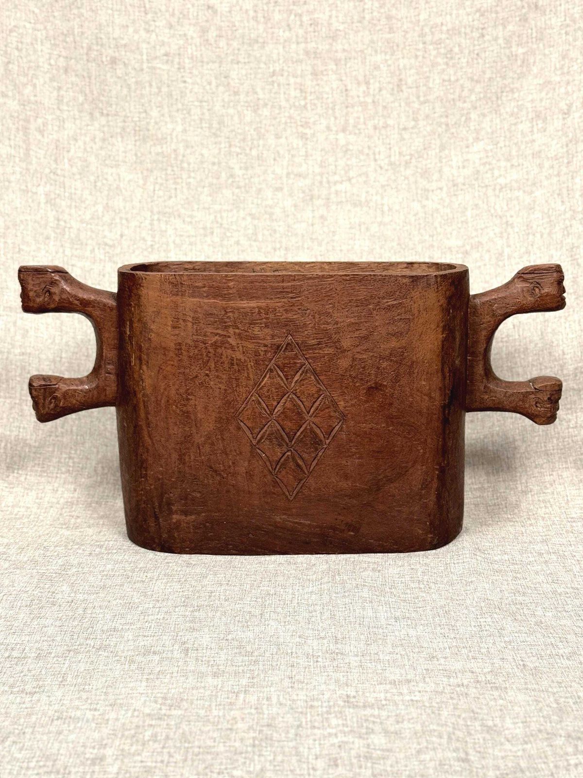 Hand Carved West African Umbrella Stand | Tribal Art, Anthropomorphic Vessel photo buy