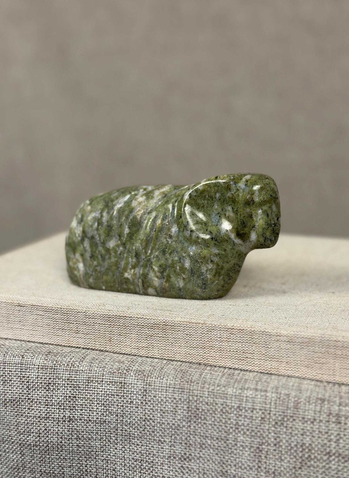 Mid Century Stone Animal Sculpture | Snowflake Epidote Carving | Modernist Decorative Object | 1950s Sculpture photo furniture