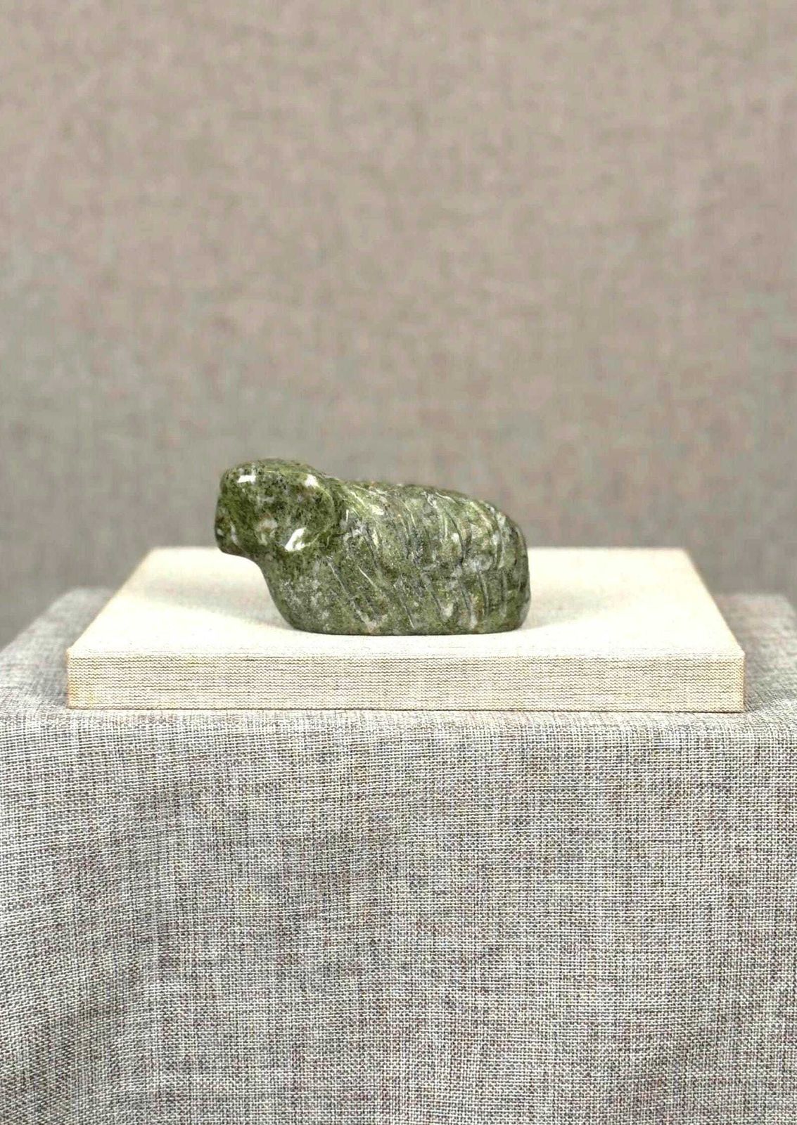Mid Century Stone Animal Sculpture | Snowflake Epidote Carving | Modernist Decorative Object | 1950s Sculpture photo vinterior