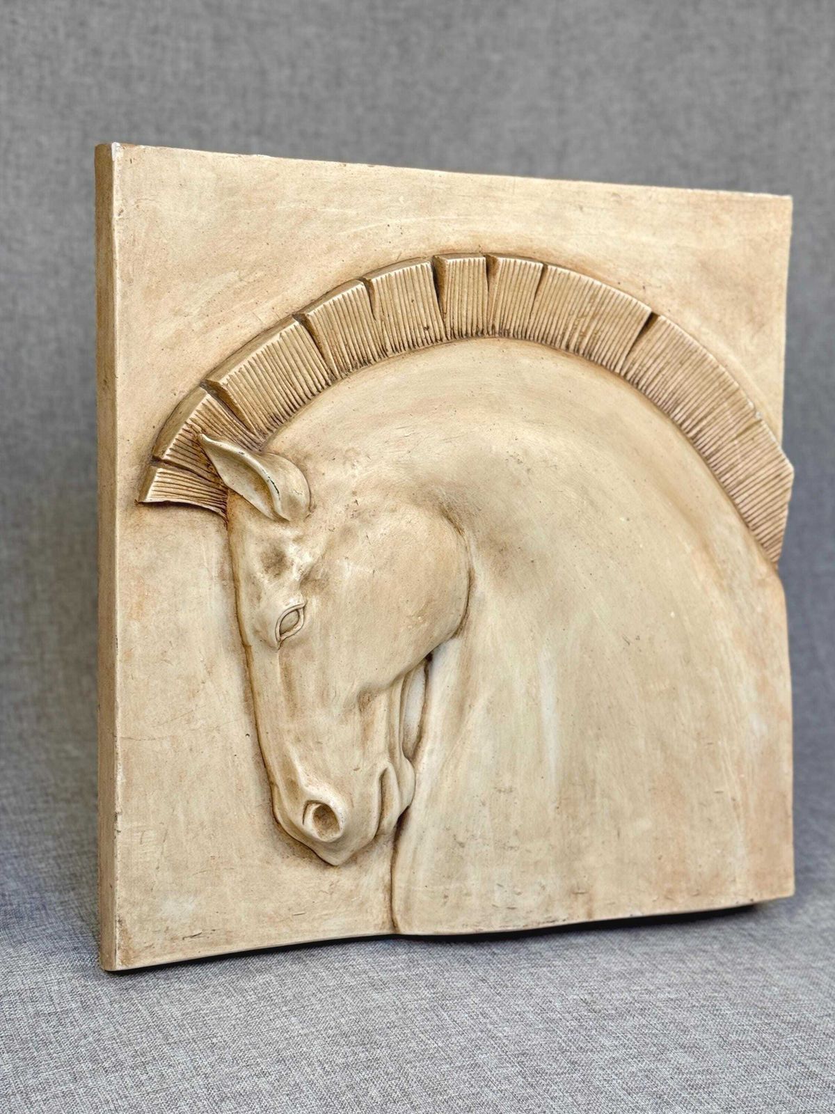 Large Horse Wall Sculpture, Brutalist Fibreglass Relief, Vintage Sculptural Wall Hanging photo furniture