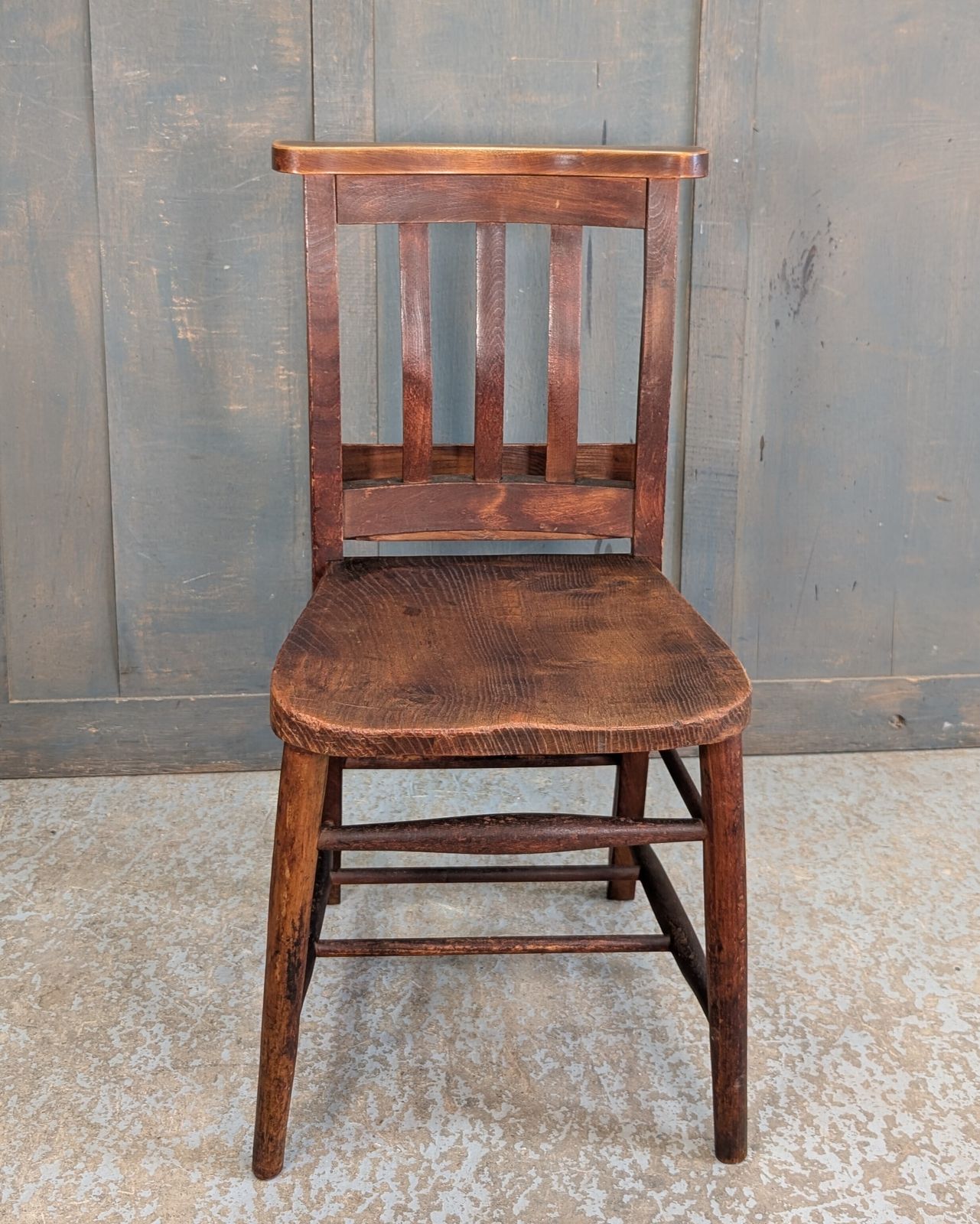 1920’s Vintage Medium To Dark Colour Slat Back Church Chapel Chairs photo furniture