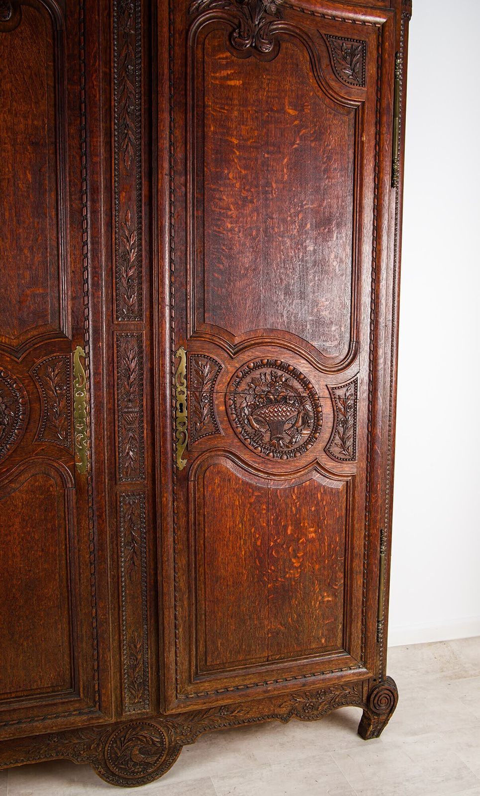 Large Antique French Carved Oak Armoire Wardrobe   19th Century Louis XV Style photo furniture