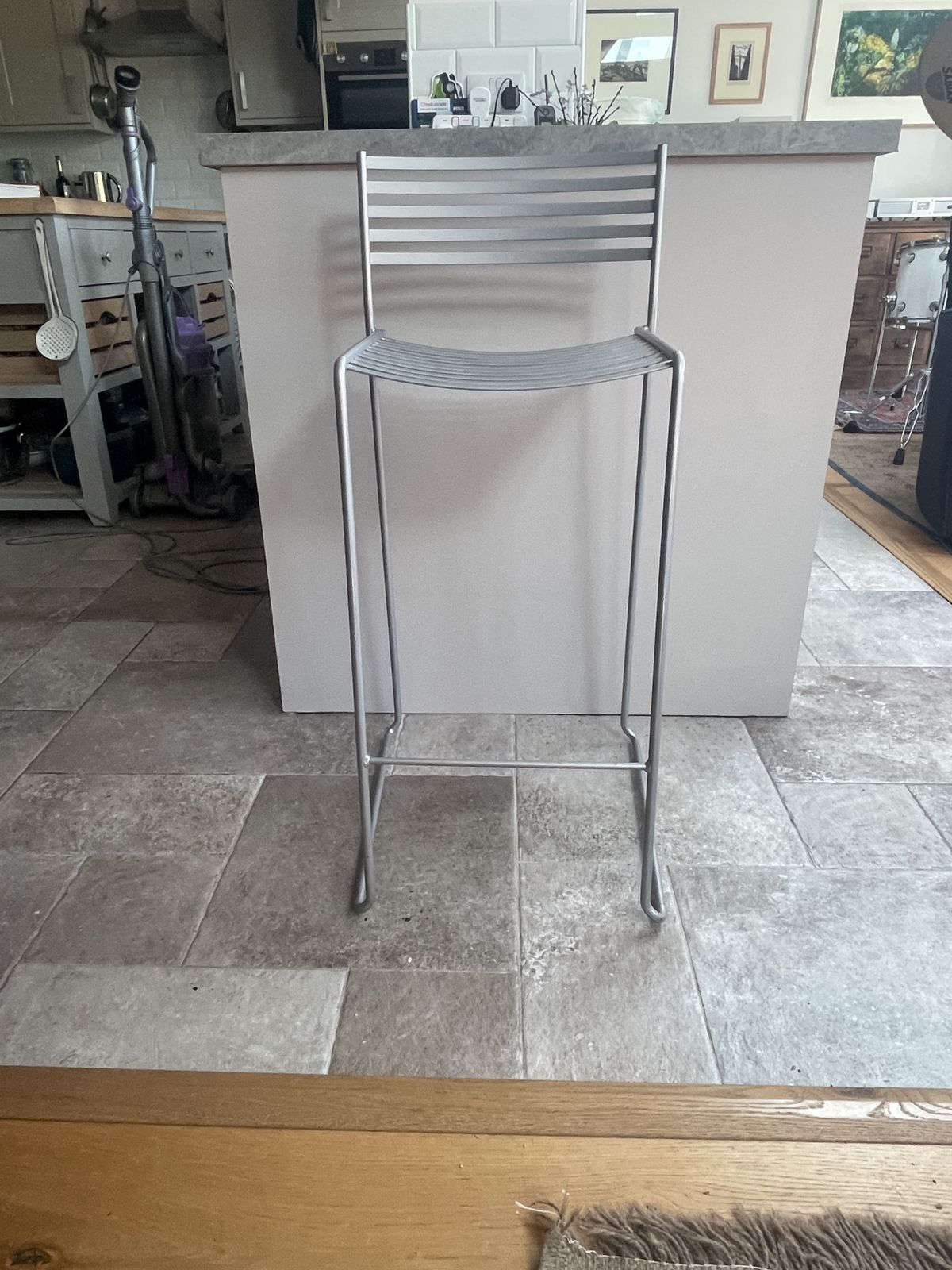 Stylish Italian Brushed Steel Stacking Cocktail Chairs Set Of Six photo for sale