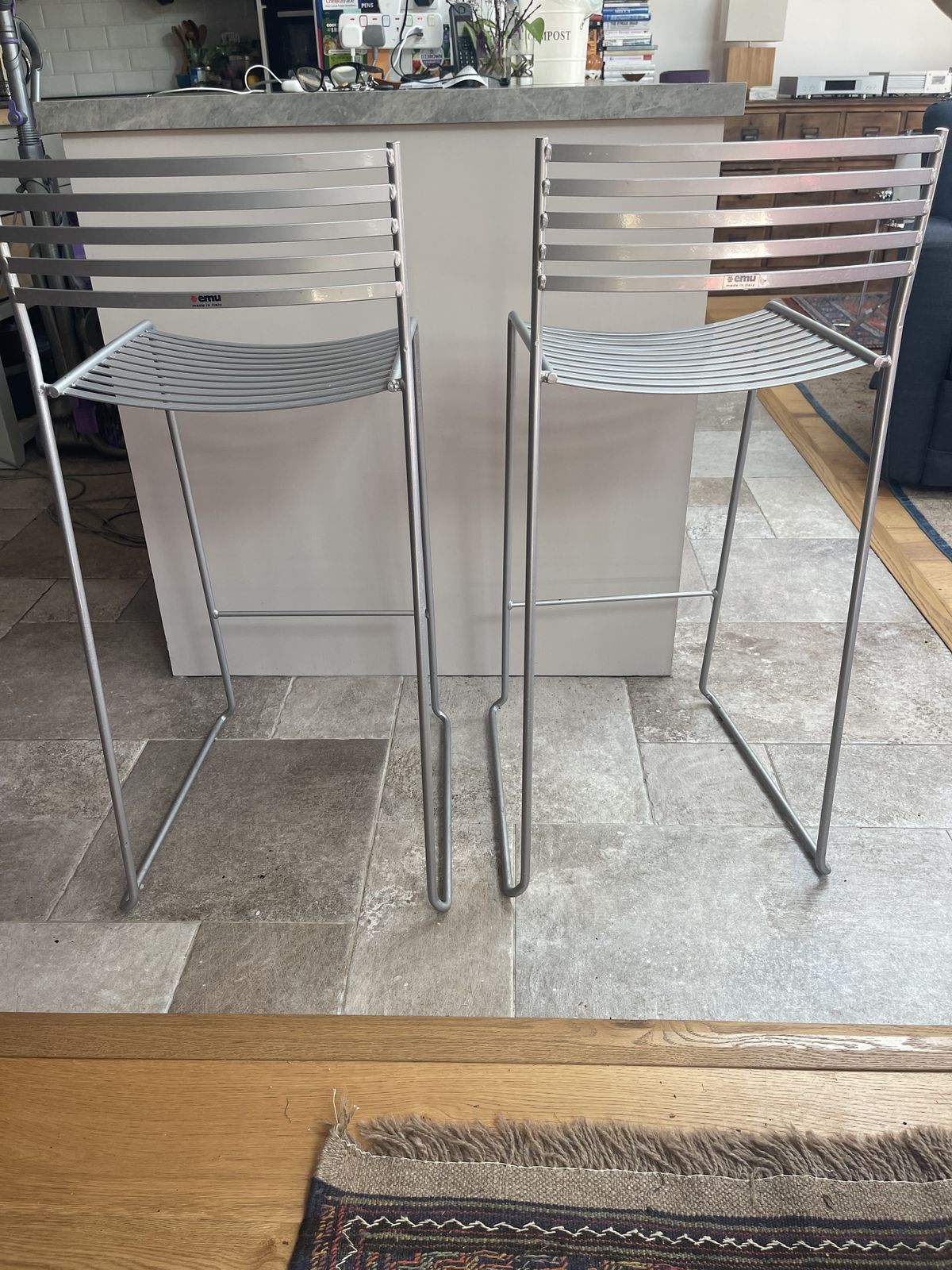 Stylish Italian Brushed Steel Stacking Cocktail Chairs Set Of Six photo Furniture