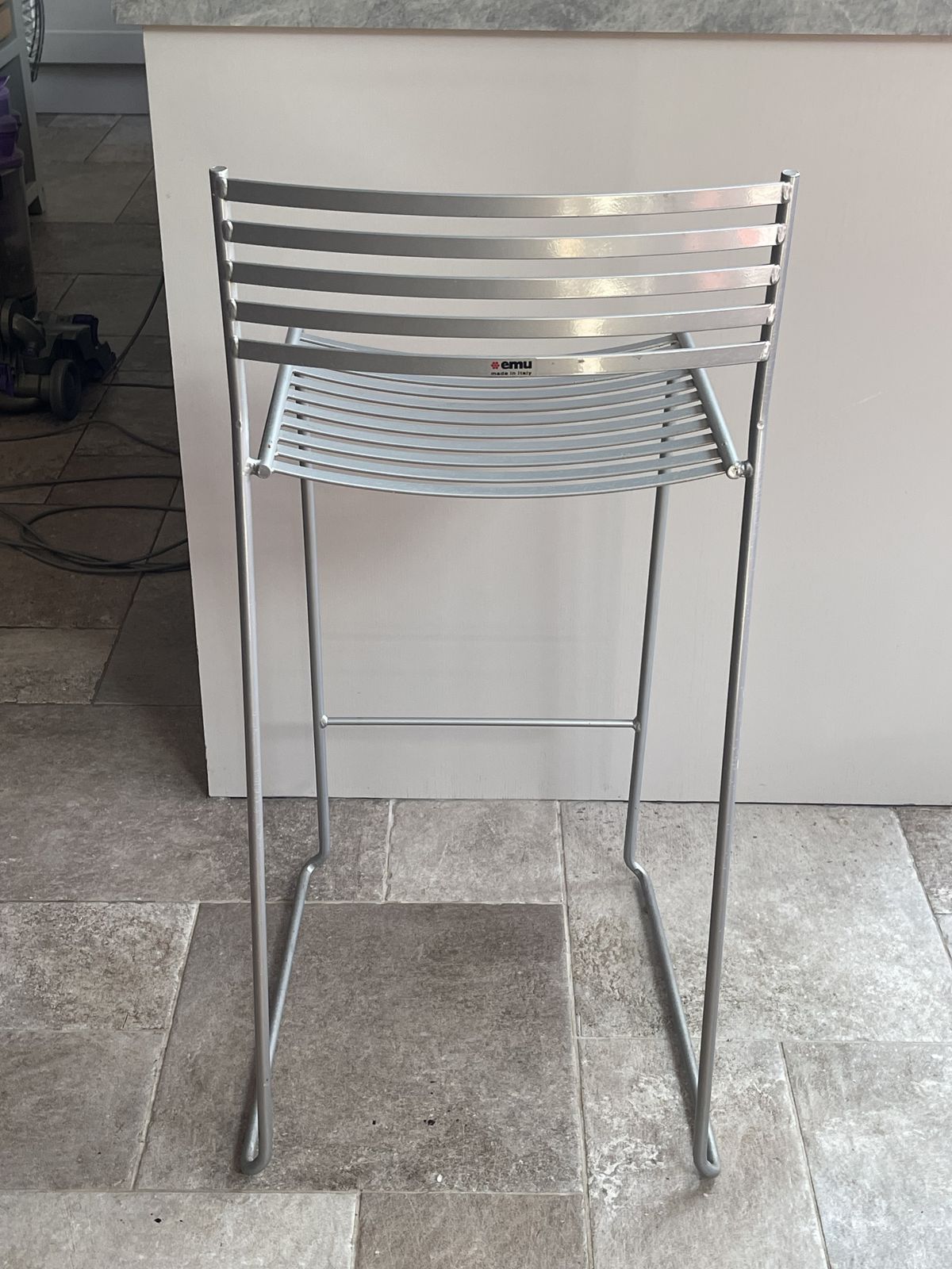 Stylish Italian Brushed Steel Stacking Cocktail Chairs Set Of Six photo vinterior