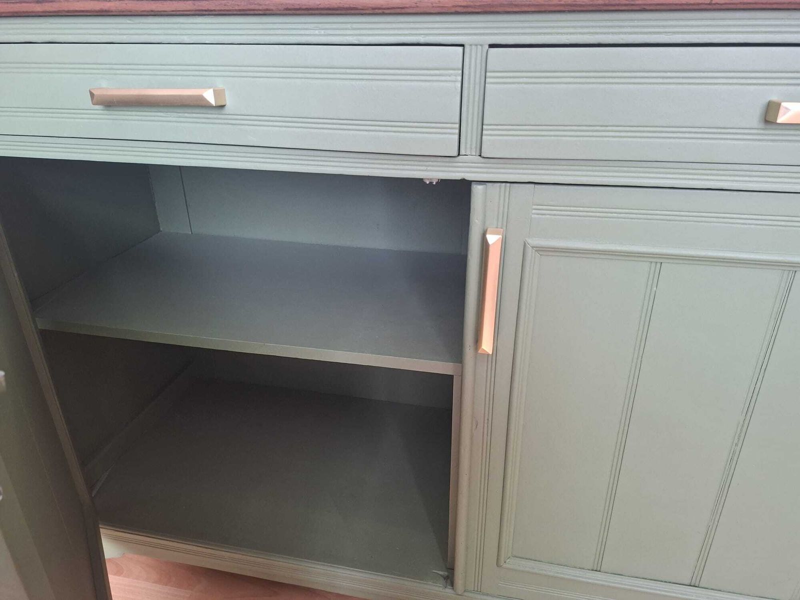 Artisan Sage Green Sideboard | Solid Wood & Brushed Brass | Fully Refined Interiortop & Brass Handles photo 400.0