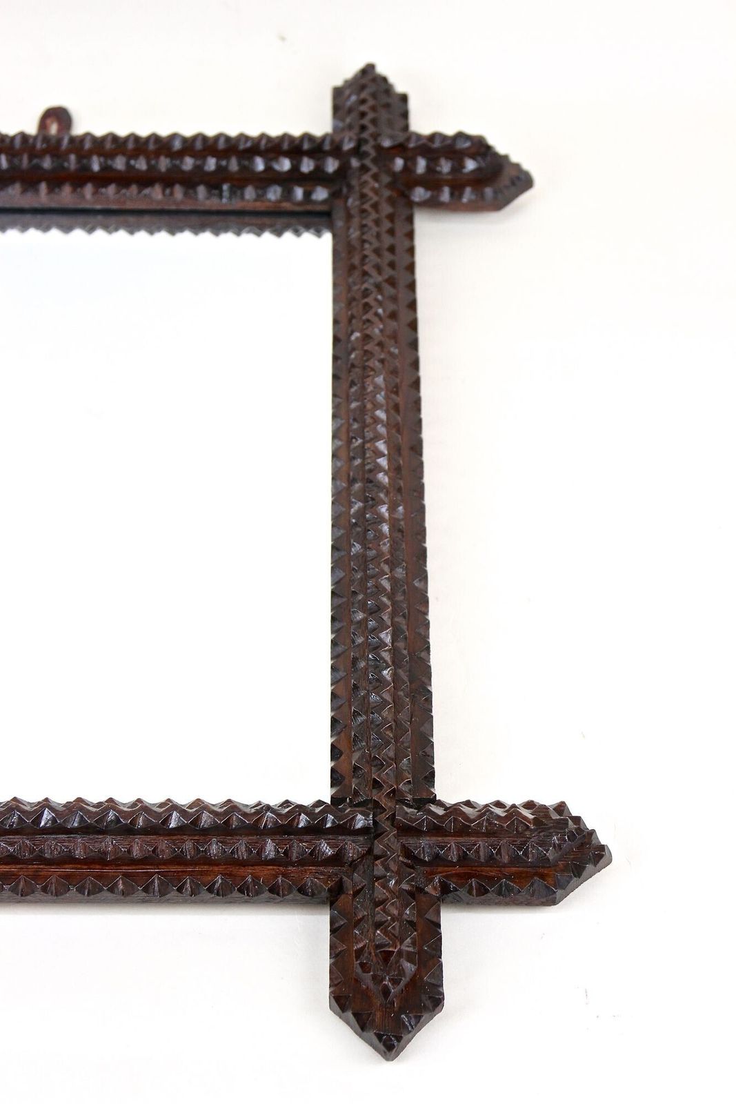 Home Decor 19th Century Tramp Art Rustic Mirror, Handcarved, Austria Circa 1880 photo