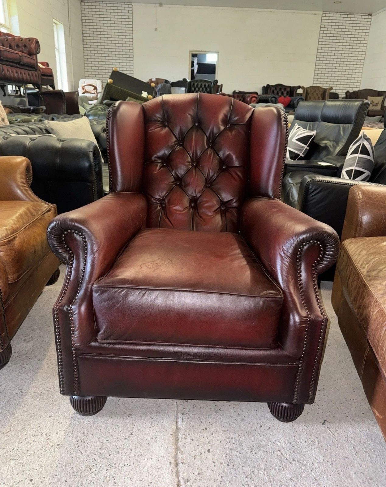 photo furniture Tetrad Oskar Chesterfield Oxblood Real Leather Wingback Chair