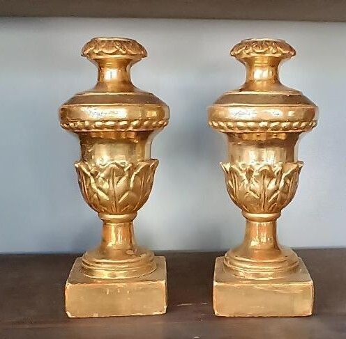 Pair Of Antique Candlesticks With Palm Shaped Bases, Tuscany, Early 19th Century. photo furniture