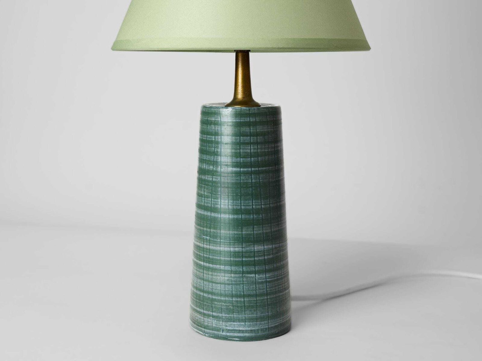 1960s   1970s Vintage Green Ceramic Table Lamp With Mint Green Lampshade   Mid Century Modern Lighting photo Lighting