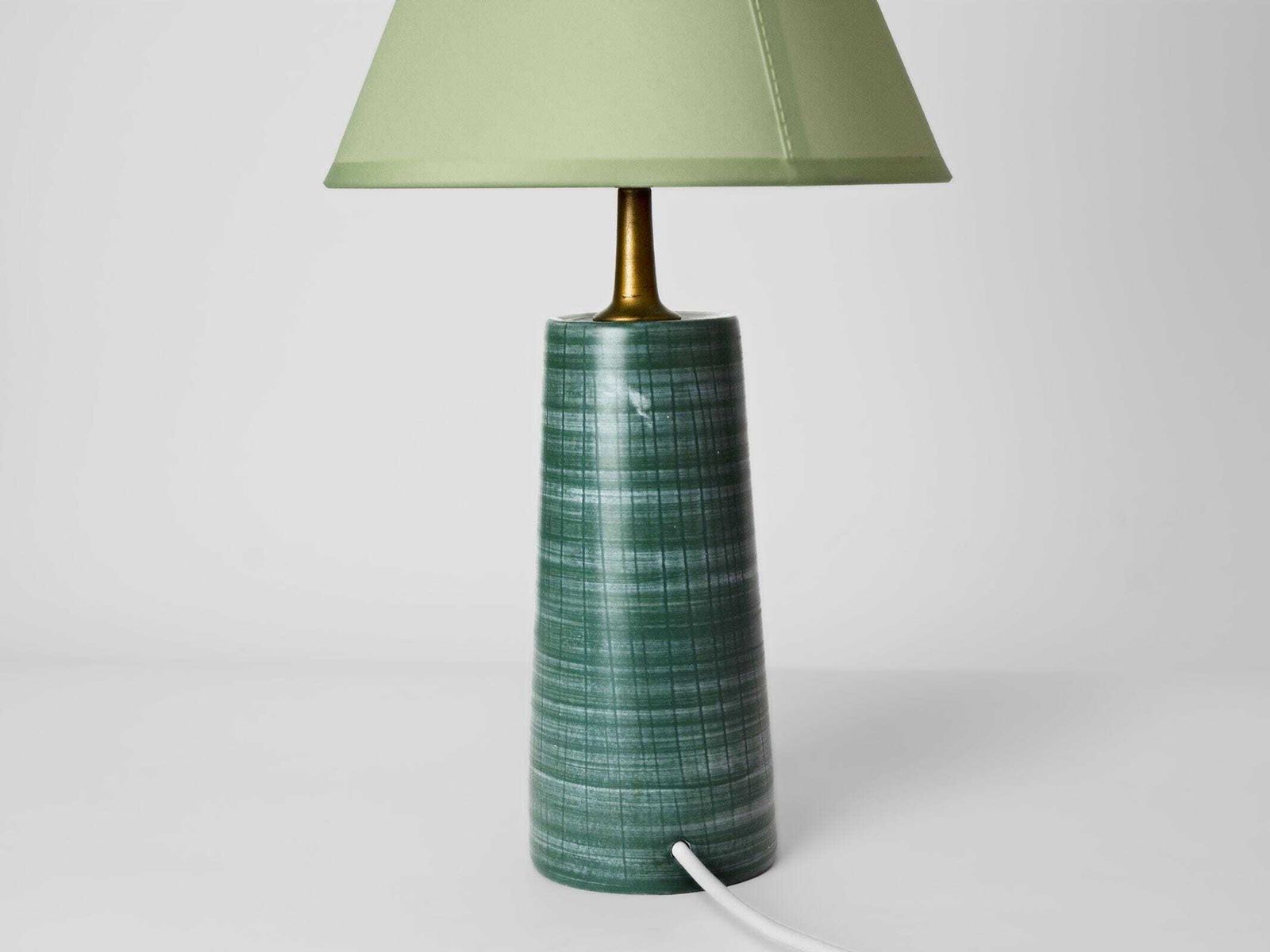 1960s   1970s Vintage Green Ceramic Table Lamp With Mint Green Lampshade   Mid Century Modern Lighting photo 175.0