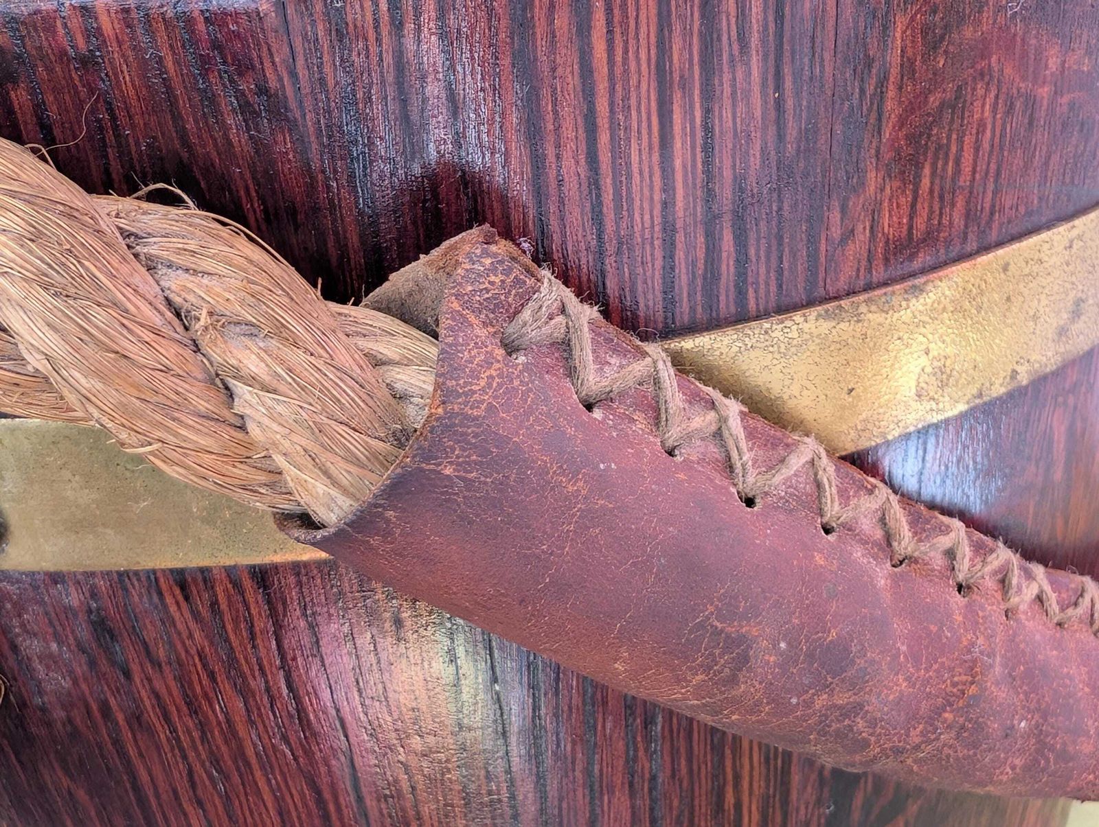 19th Century Brass Bound English Oak Naval Fire Bucket. photo 190.0