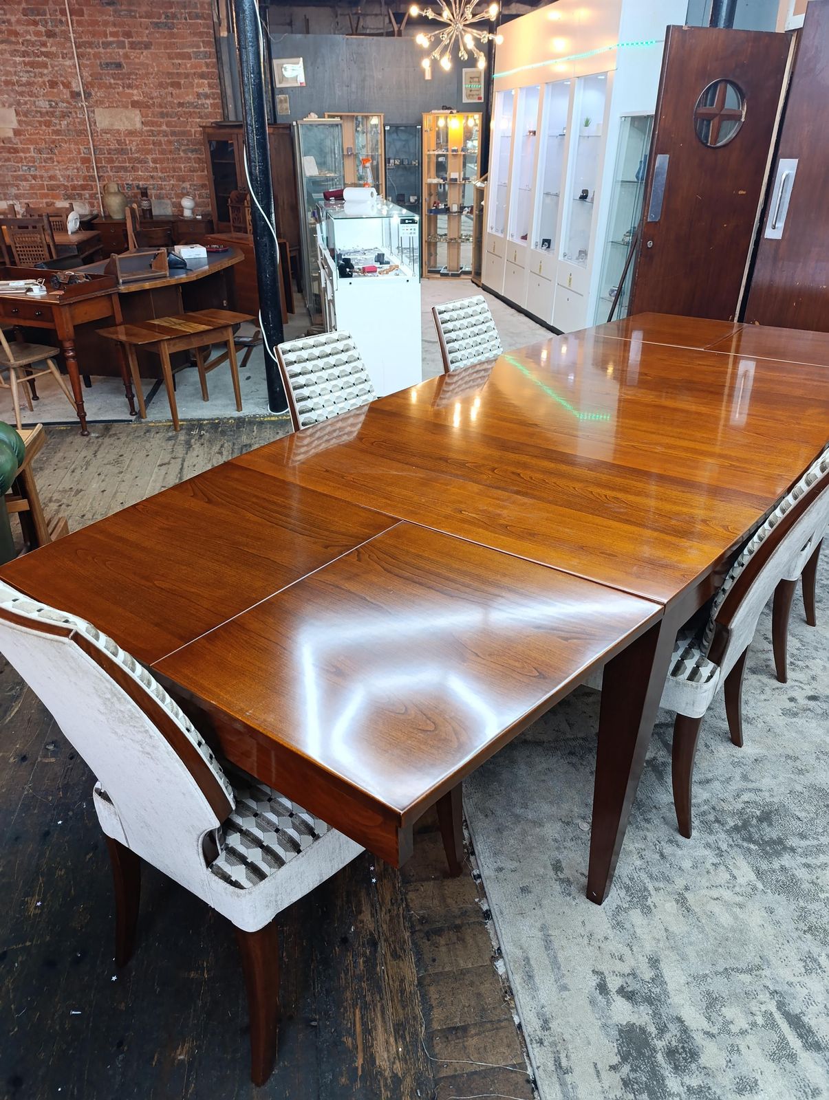 1995.0 Italian Selva Extending Dining Table With Six Upholstered Chairs photo