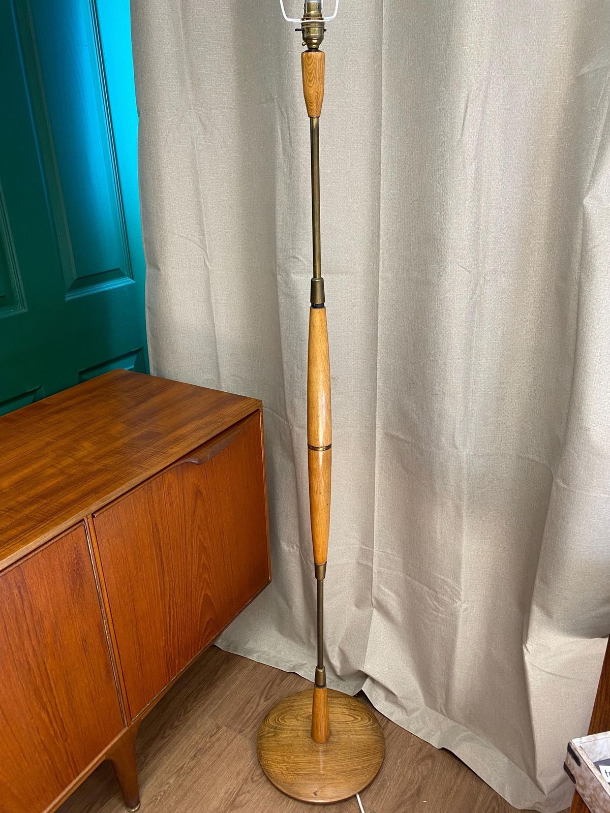 Mid Century Retro 1960s Brass And Teak Floor Lamp photo furniture