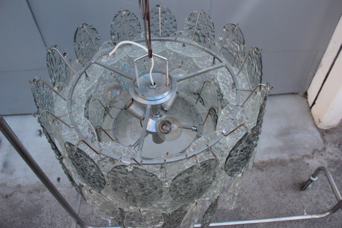 Vistosi Italian Mid Century Chandelier Murano Art Glass 1960 photo for sale