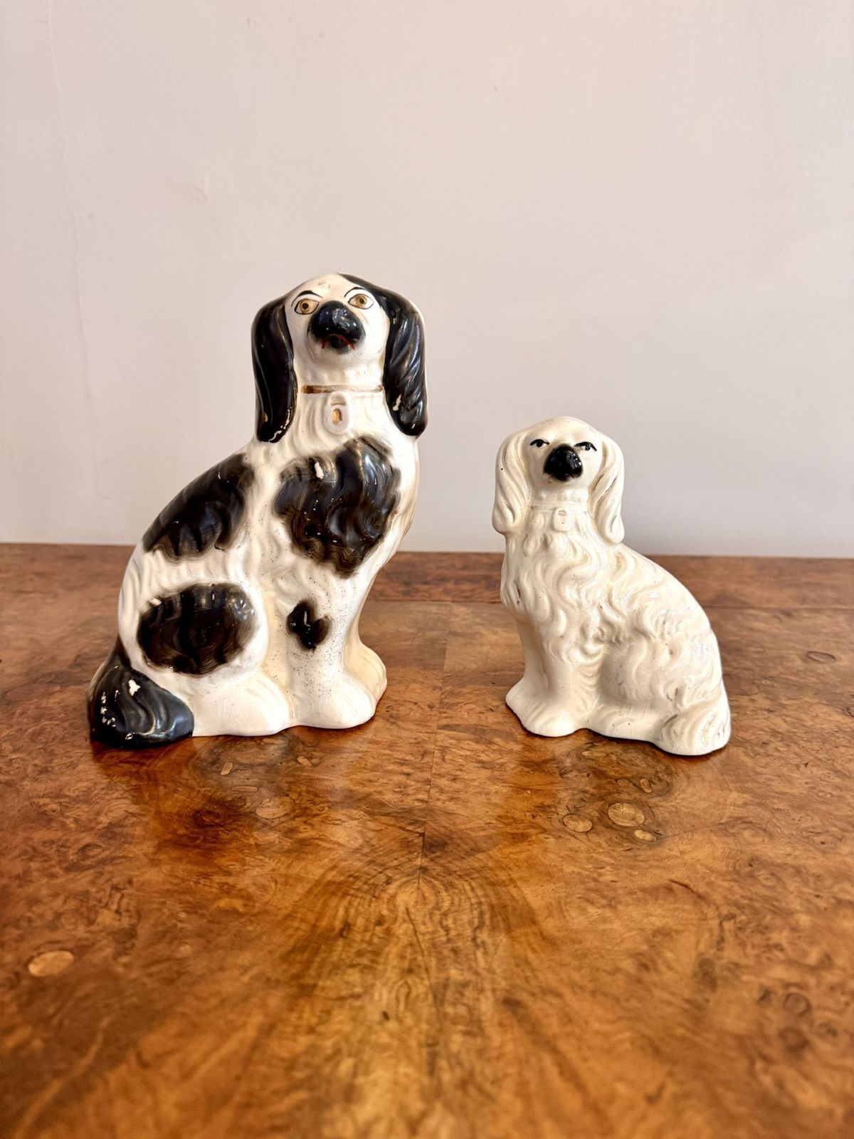 Quality Collection Of Five Antique Quality Hand Painted Staffordshire Dogs photo furniture