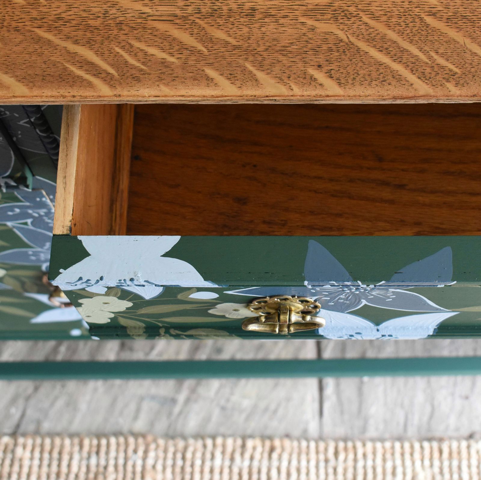 Hand Painted 'Hellebore' Oak Sideboard photo buy