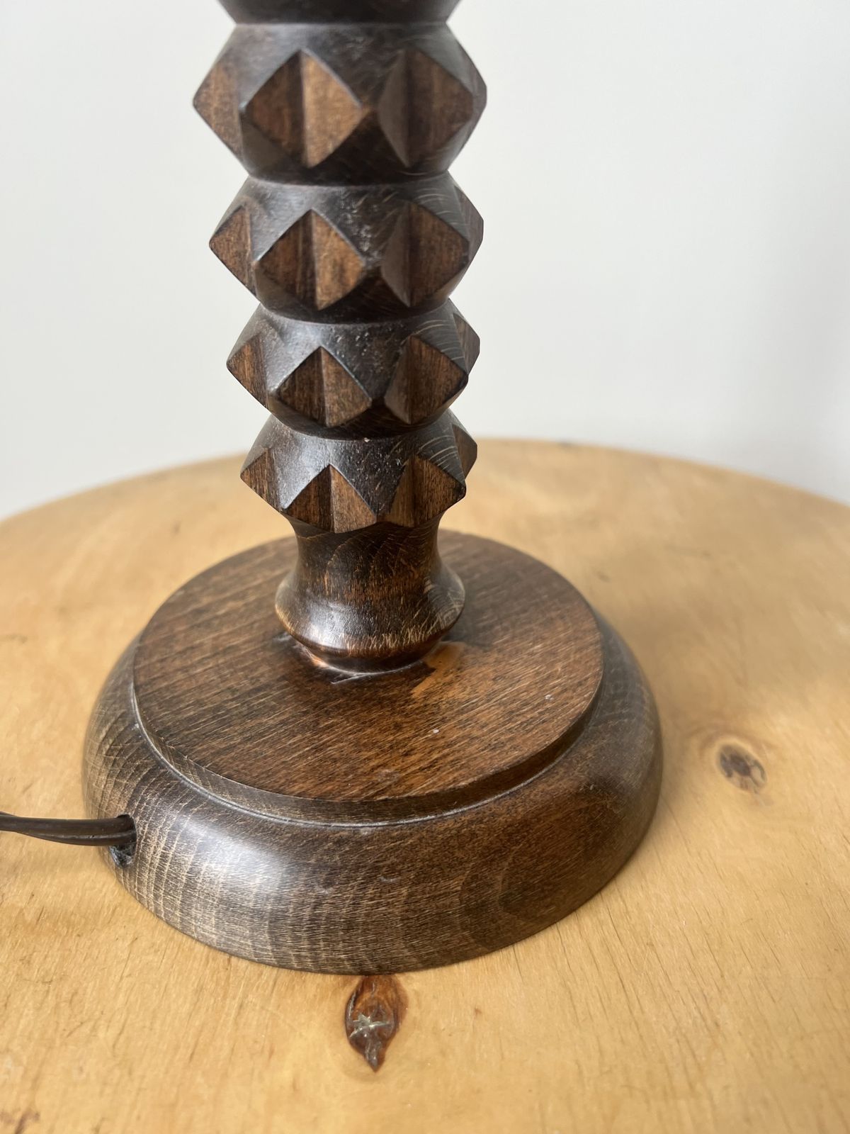 Vintage French Mid Century Turned Wood Table Lamp, Charles Dudouyt, Circa 1930 50 photo buy