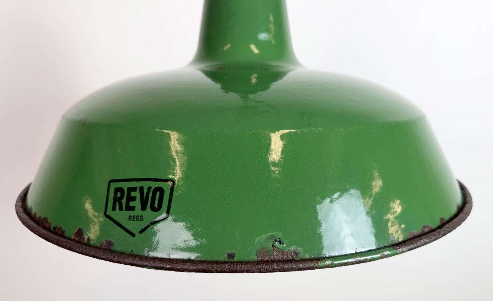 Industrial Green Enamel Factory Pendant Lamp From Revo, 1950s photo 199.0