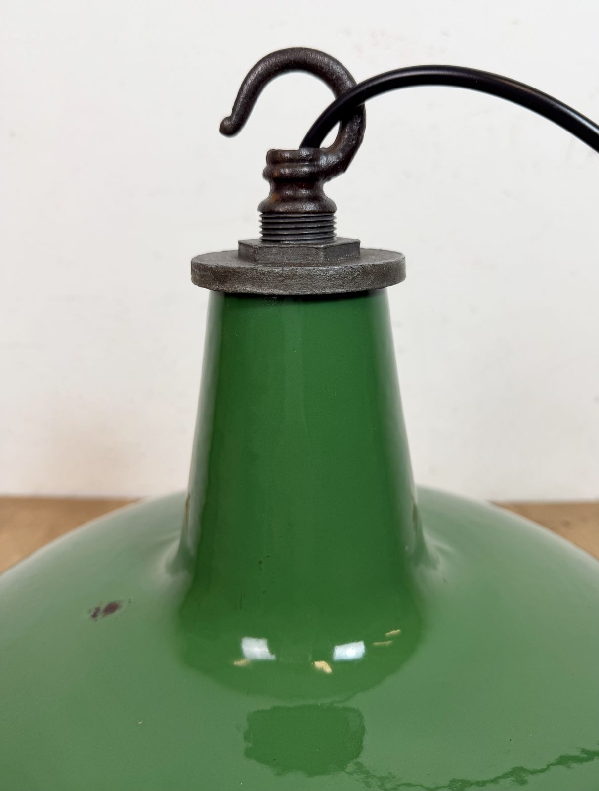 199.0 Industrial Green Enamel Factory Pendant Lamp From Revo, 1950s photo