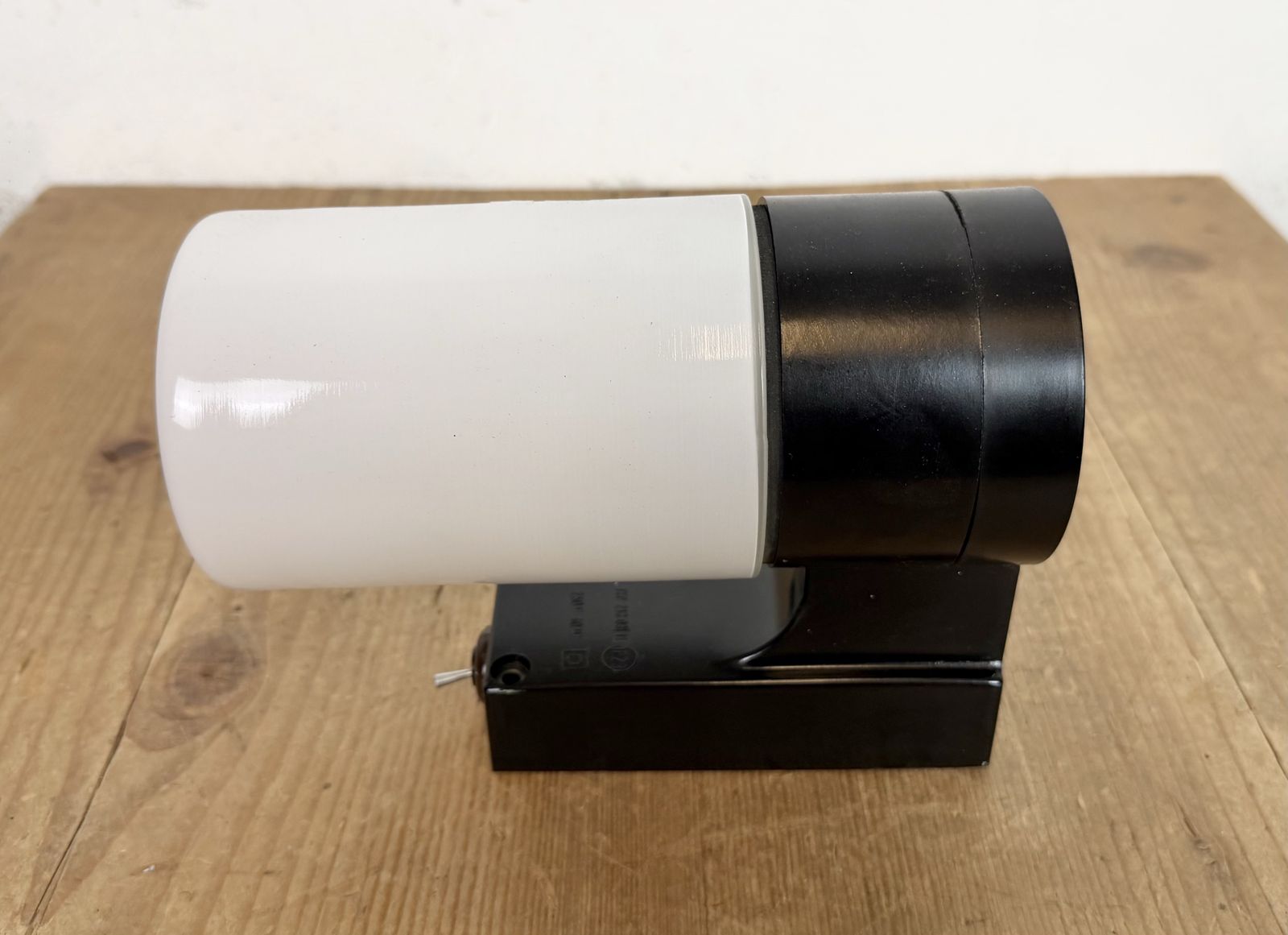 Industrial Brown Bakelite Wall Light With Milk Glass, 1960s photo for sale