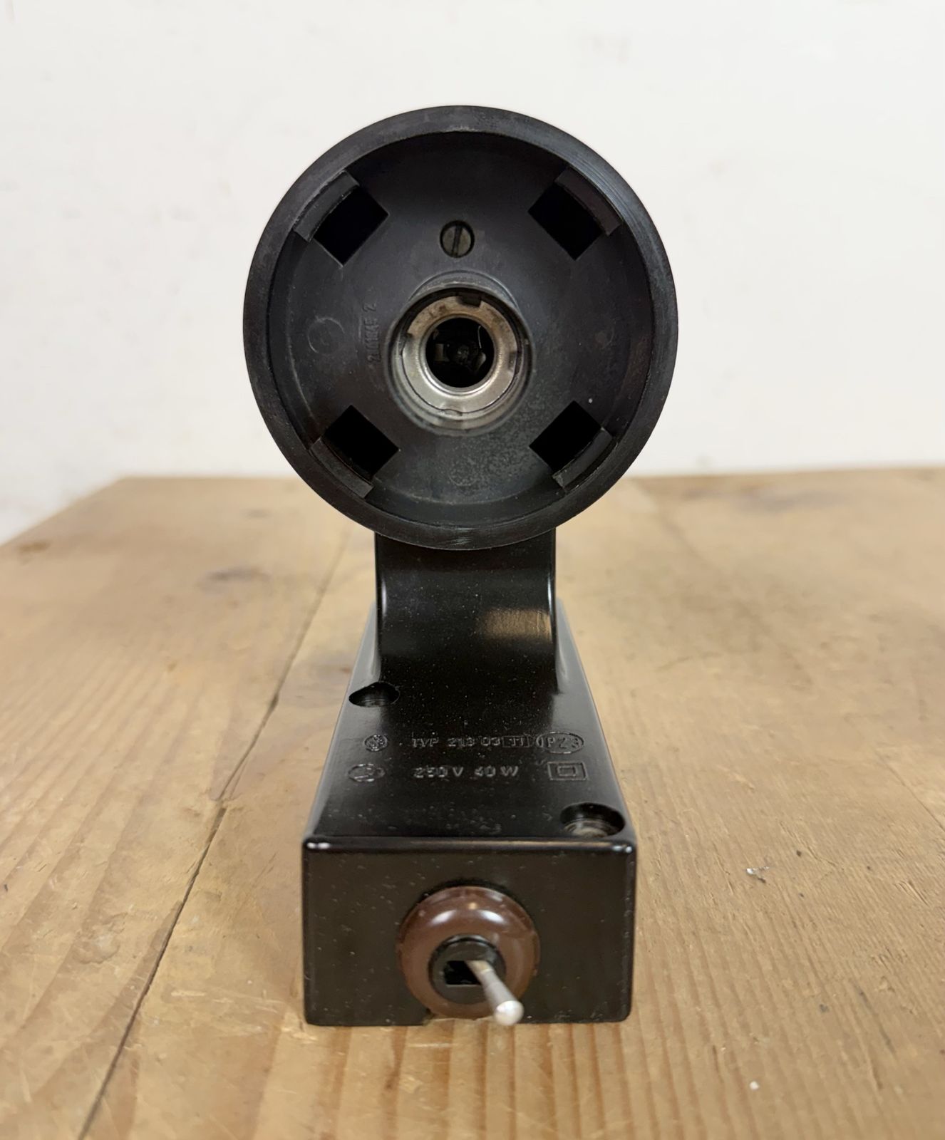 Lighting Industrial Brown Bakelite Wall Light With Milk Glass, 1960s photo
