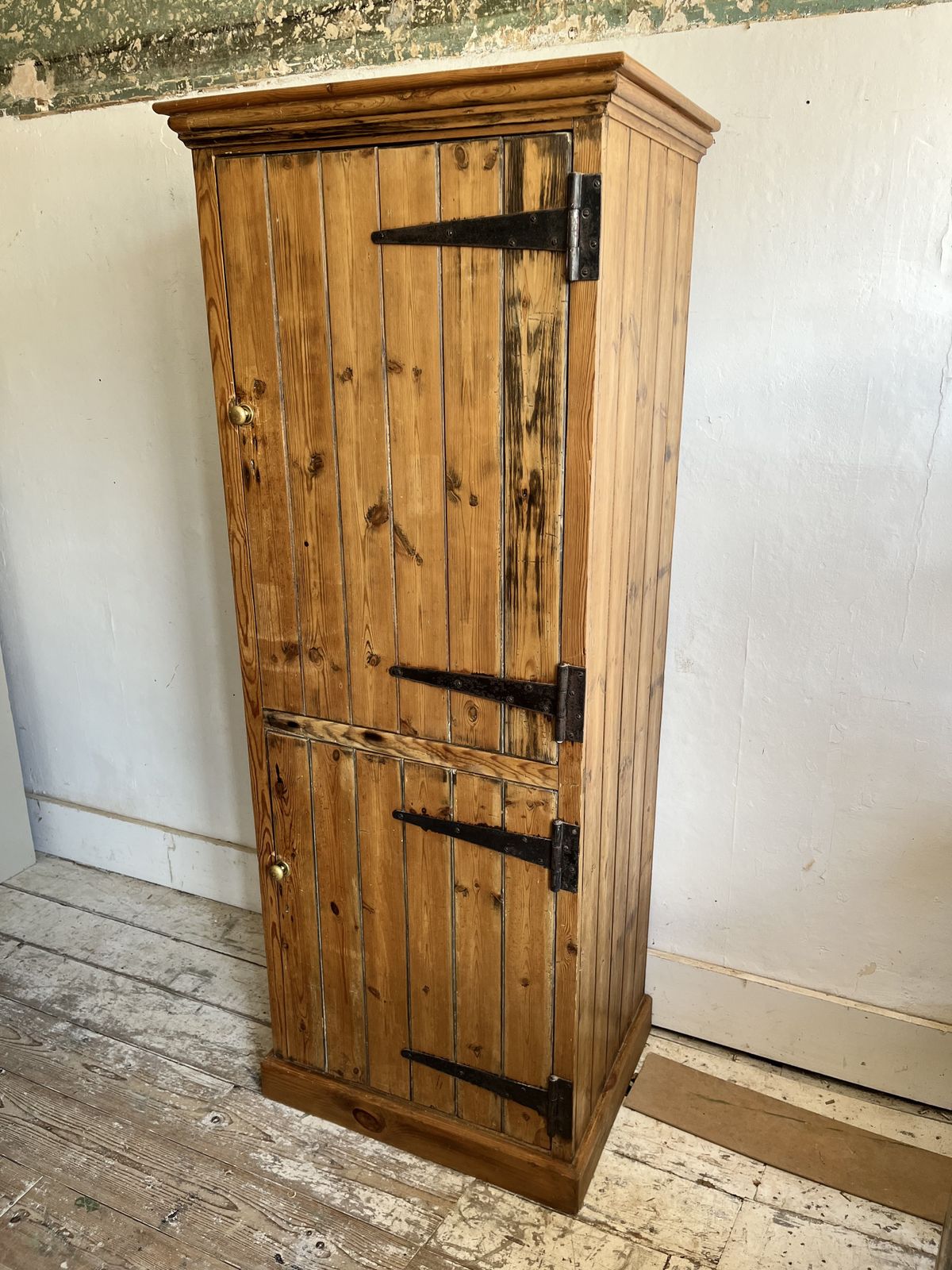 A Tall Narrow Victorian Pine Linen/Larder Cupboard photo for sale