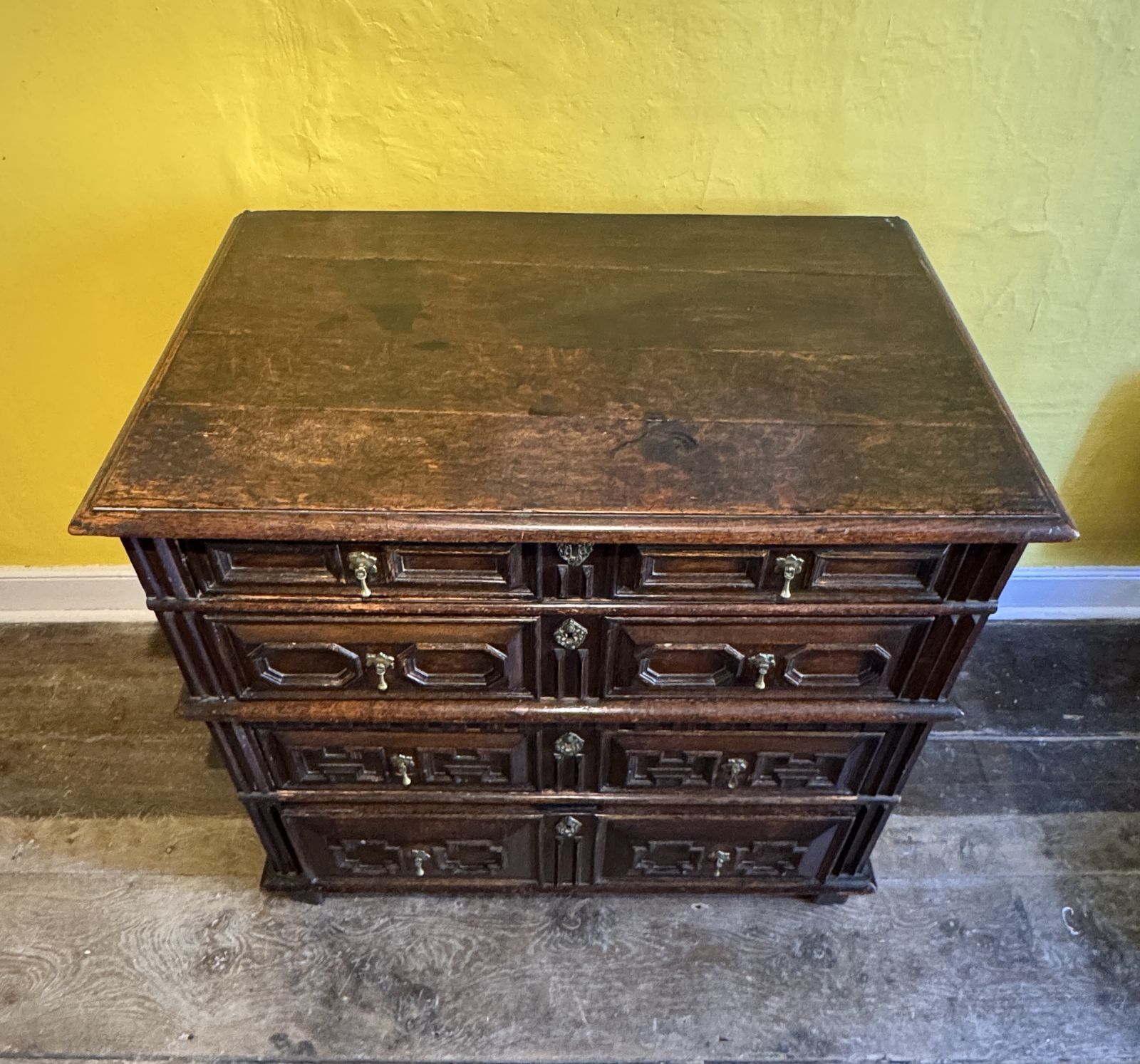 photo furniture Charles II Oak Two Part Chest Of Drawers With Geometric Mouldings