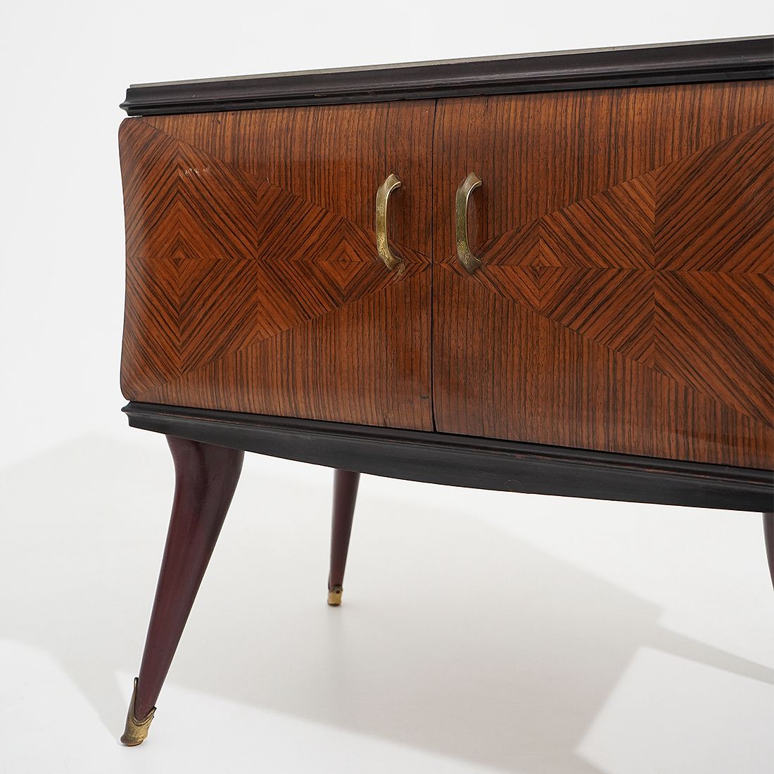 Furniture Pair Of Bedside Tables With Glass Top, 1950s photo