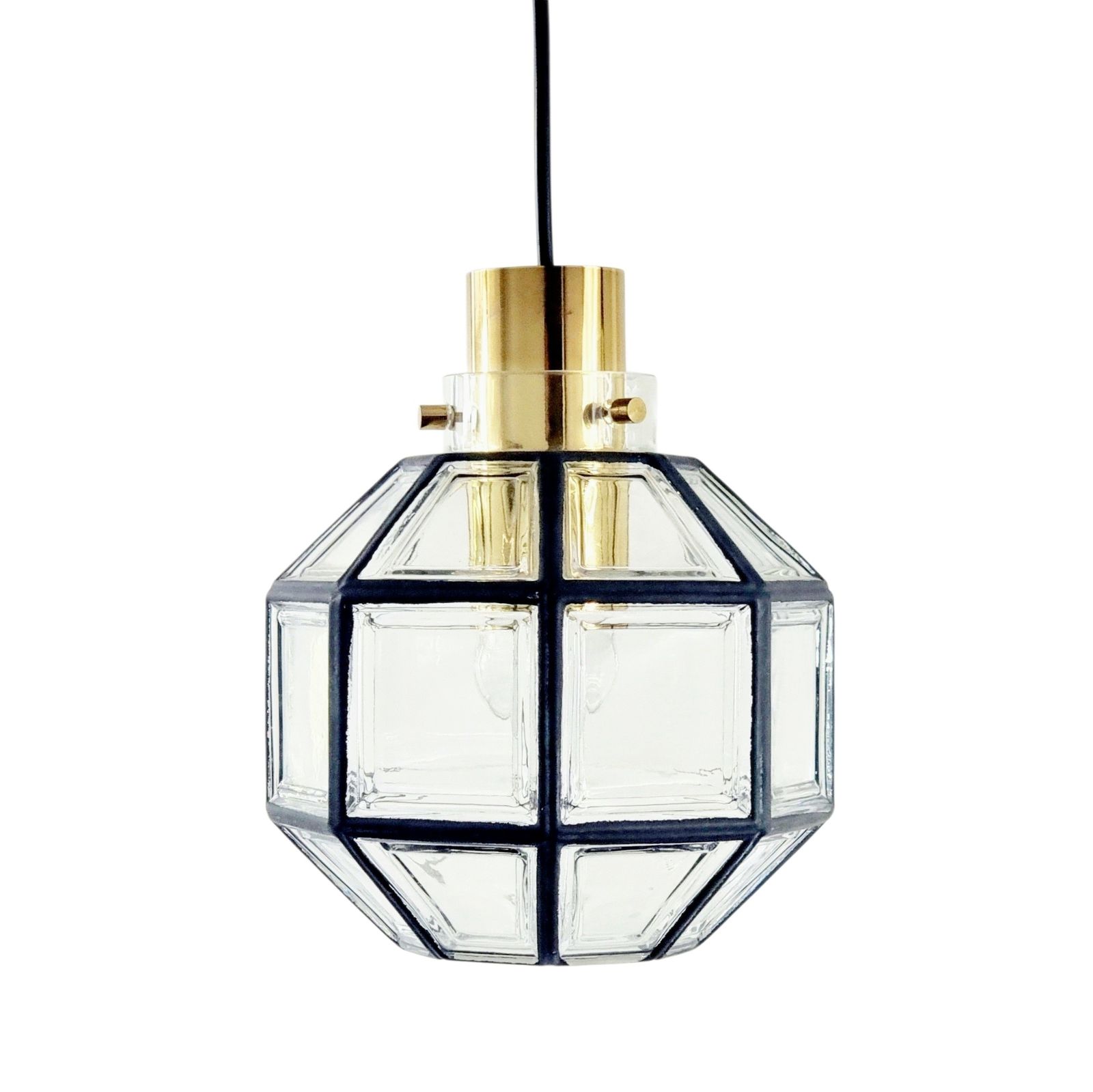 Mid Century Glazen & Messing Hanglamp Van Limburg, Duitsland, Jaren 1960/1970