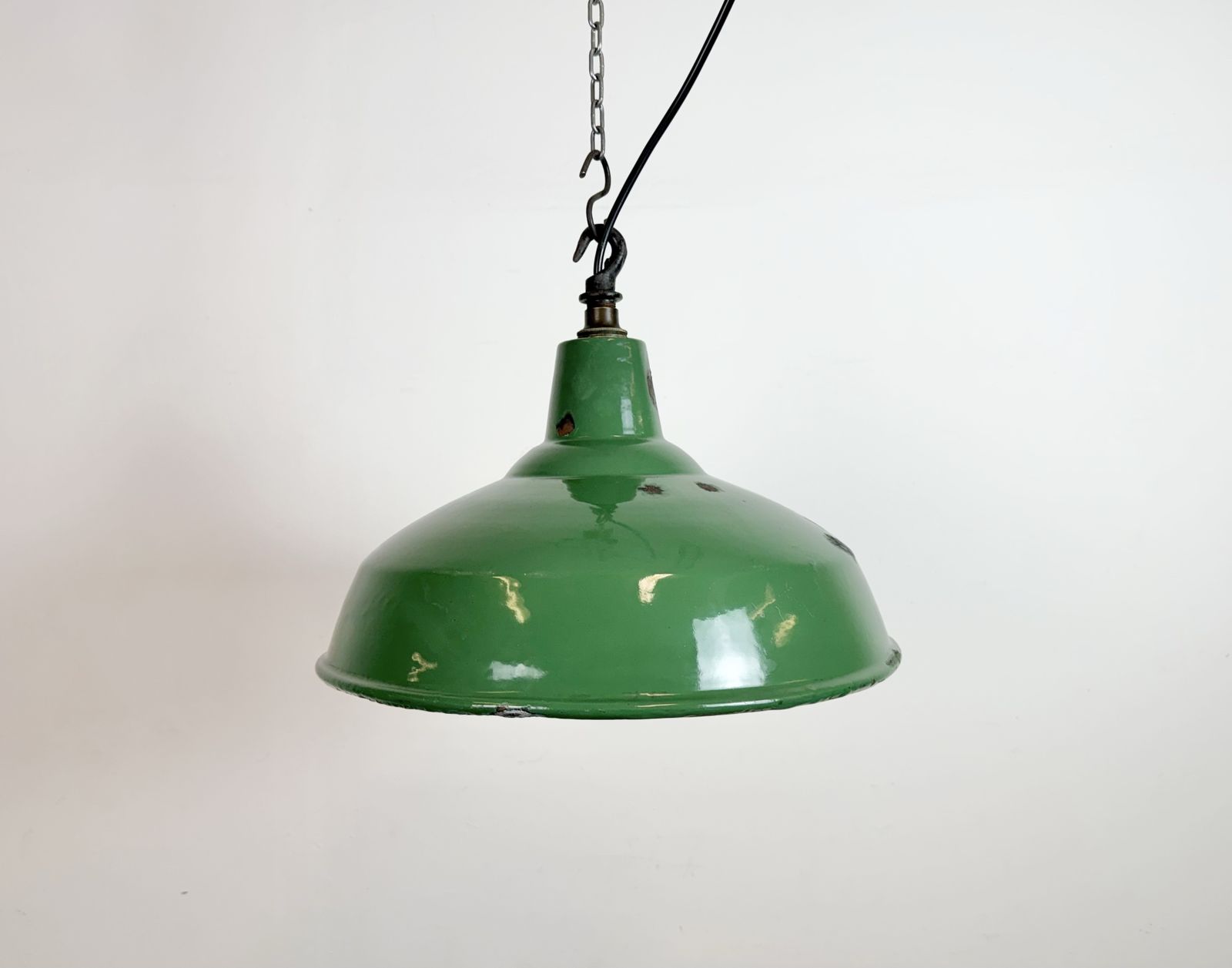 Industrial British Green Enamel Factory Pendant Lamp, 1960s photo furniture