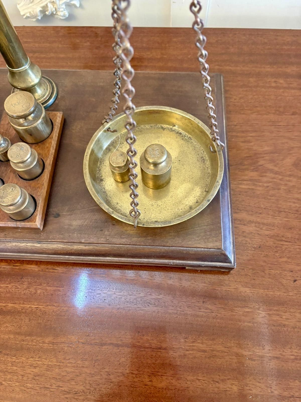 photo for sale Antique 19th Century Apothecary Balance Scales Brass Mahogany Day & Millward Complete With Weights