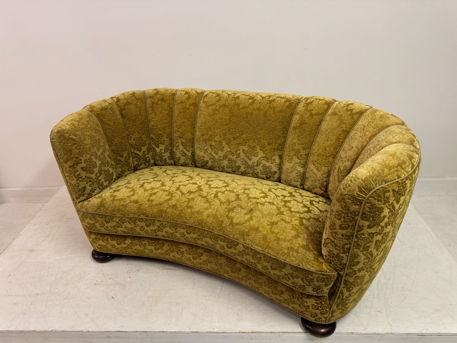 1930s Danish Curved Banana Sofa photo vintage