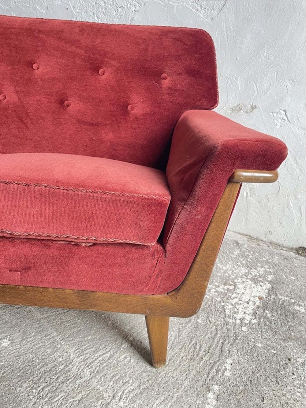 Mid Century Modern Three Seater Velvet Sofa, Swedish 1950s–1960s photo buy