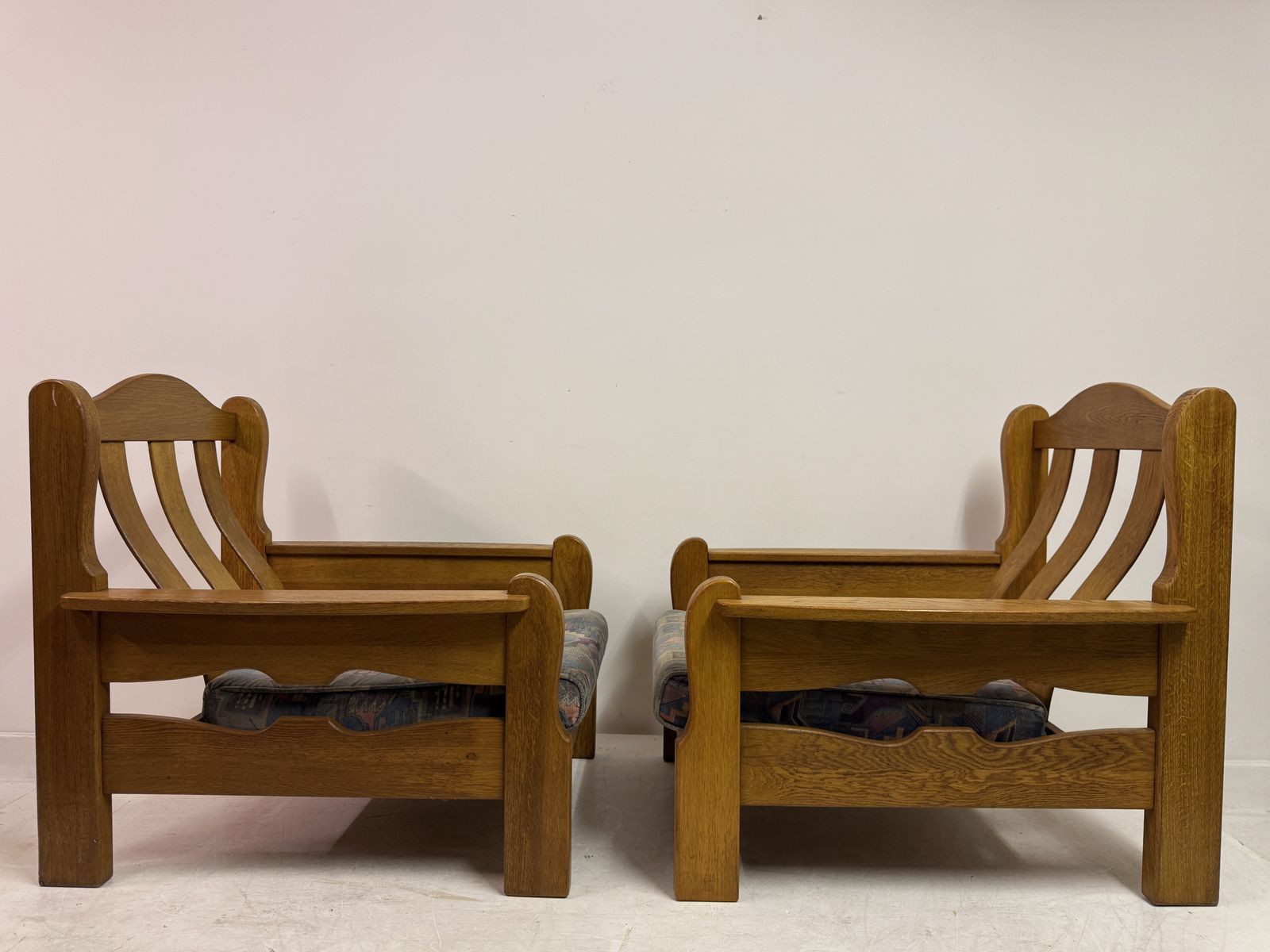 Pair Of 1960s Brutalist Oak Armchairs photo 1695.0