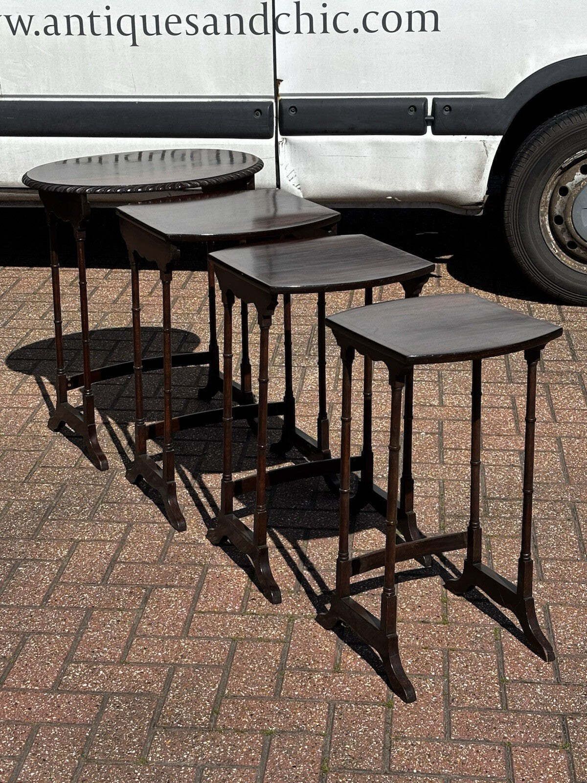 Mahogany Quartetto Nest Of Tables. Faux Bamboo Legs,Perfect Coffee / Lamp Tables photo furniture