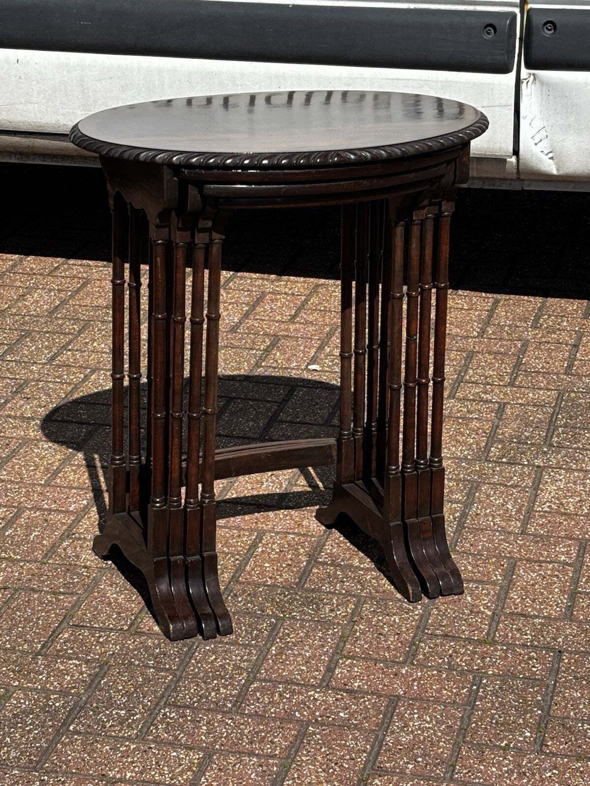 Mahogany Quartetto Nest Of Tables. Faux Bamboo Legs,Perfect Coffee / Lamp Tables photo 791.0