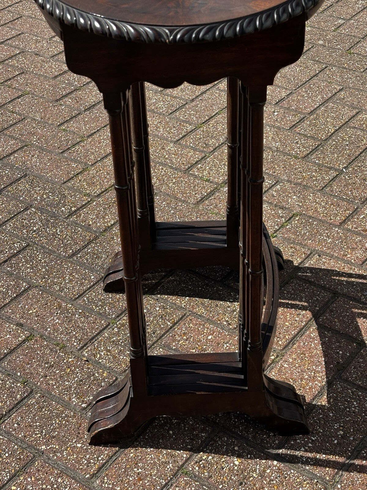 Mahogany Quartetto Nest Of Tables. Faux Bamboo Legs,Perfect Coffee / Lamp Tables photo vinterior