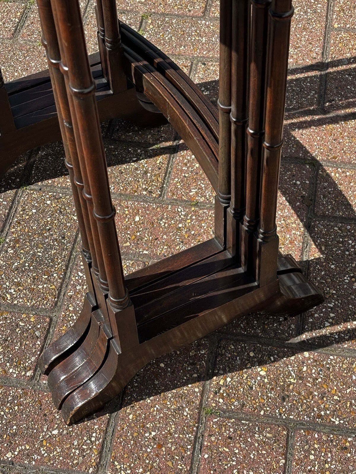 Mahogany Quartetto Nest Of Tables. Faux Bamboo Legs,Perfect Coffee / Lamp Tables photo buy