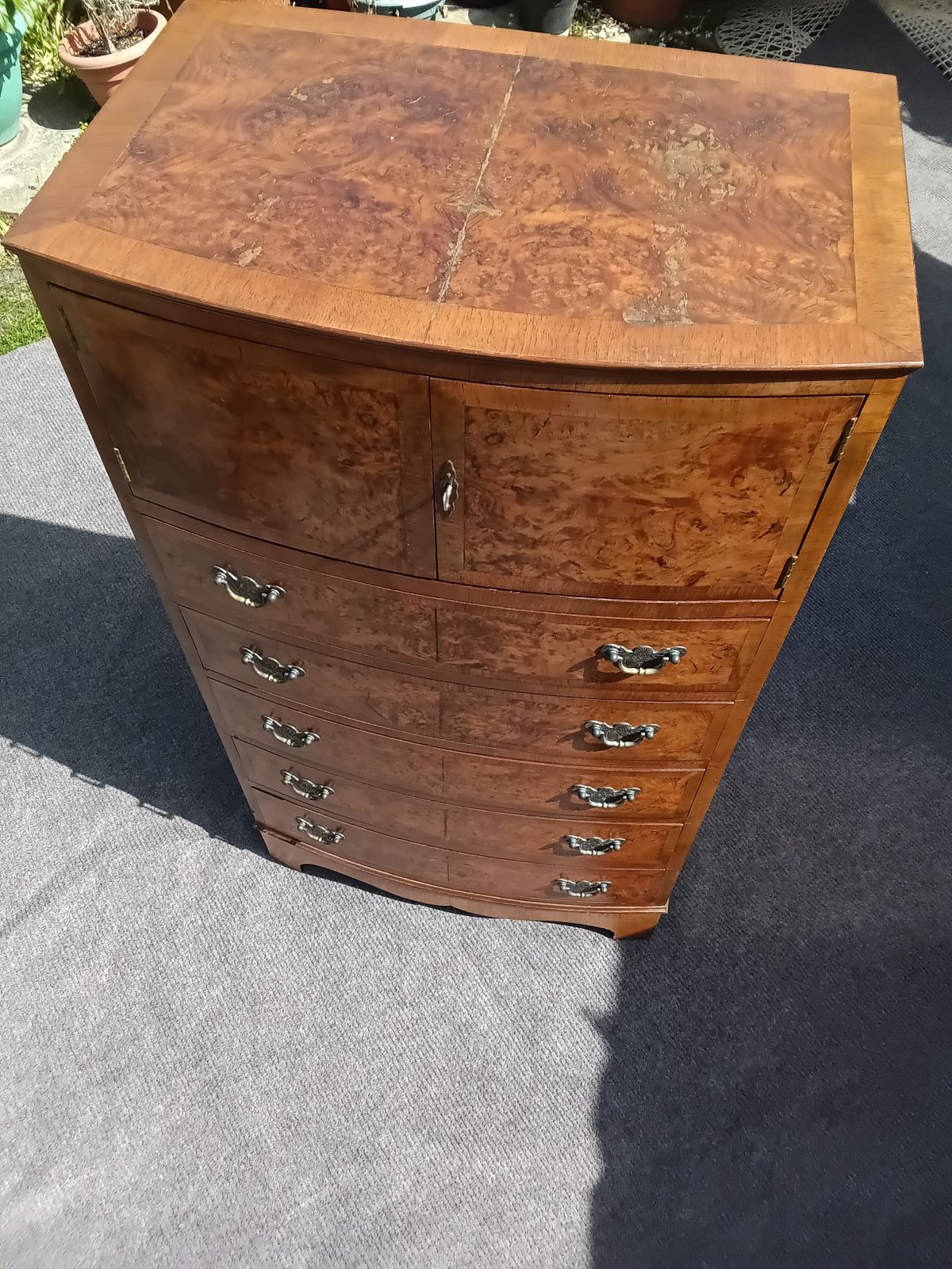 Walnut Chest Of Drawers With Top Cupboard. photo furniture