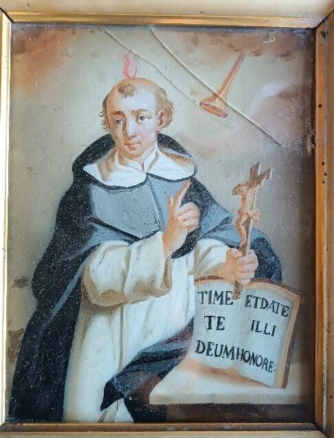 Antique Glass Painting   Saint Vincent Ferrer photo for sale